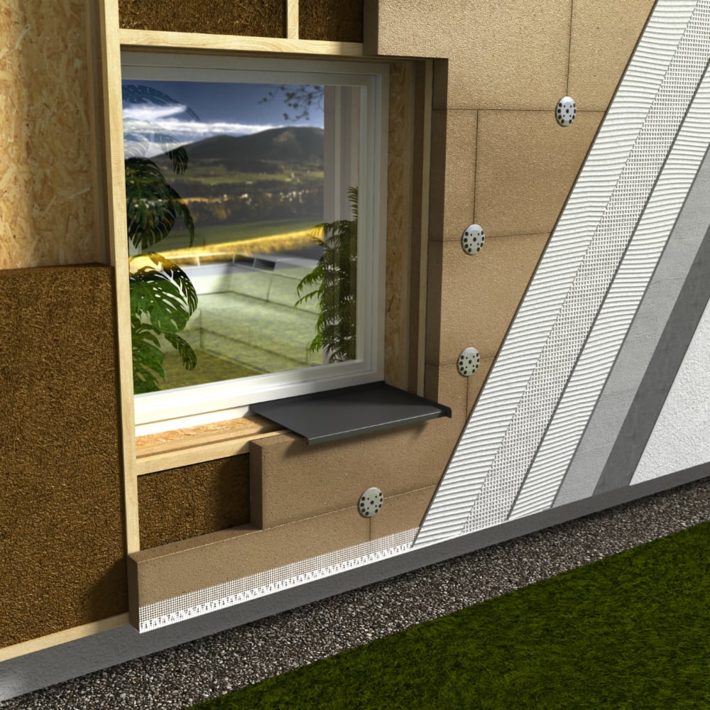 Řez zateplovacím systémem STEICO pro dřevostavby