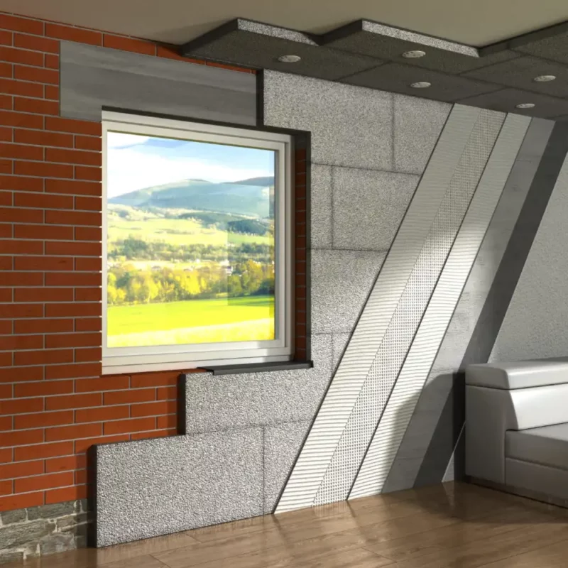 vnitrni zatepleni cihlove vlhke steny v interieru domu polysytren cementovou deskou Styrcon
