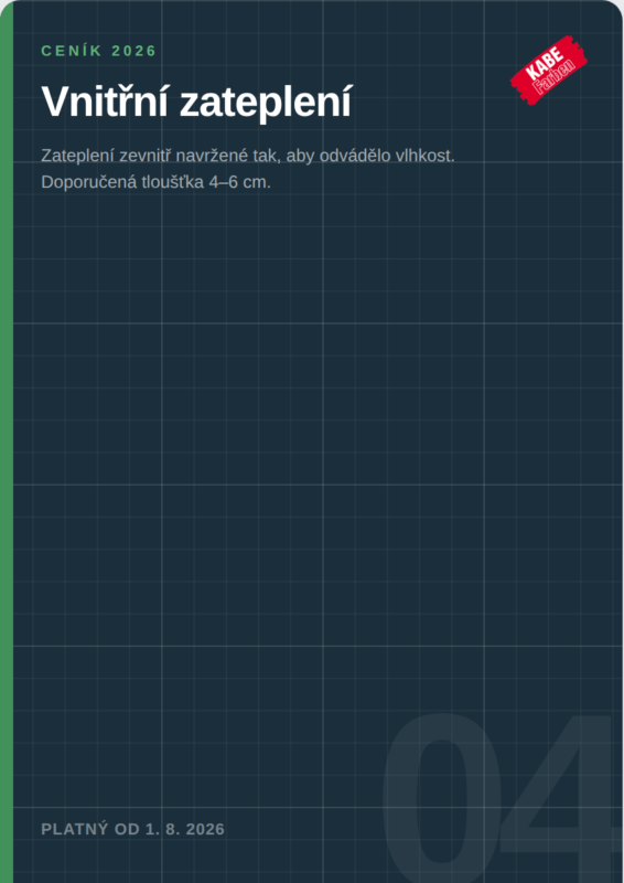 cenik vnitrní zateplení 2026
