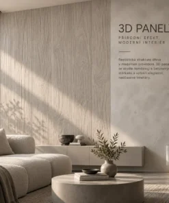 3D wood panel desky, imitace bednení - otisk dřeva, odstín cementový